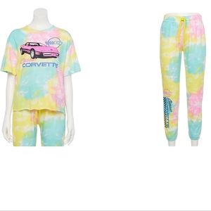 Classic Corvette Tie-Dye Juniors' Graphic Tee & Jogger Set, Size M, XL